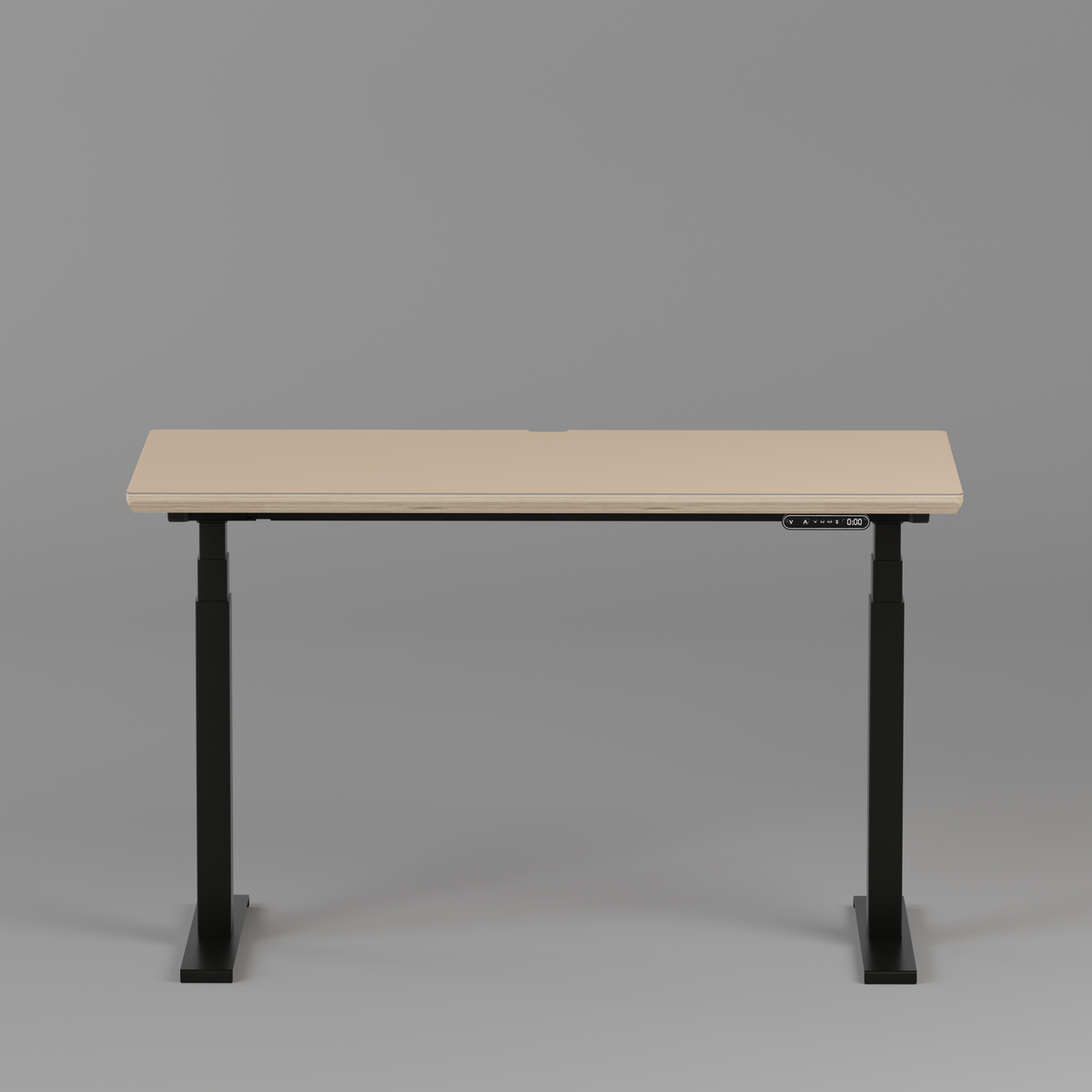 Model 301 Electric Standing Desk | Beige Fenix | 48 x 24 in | Black Legs