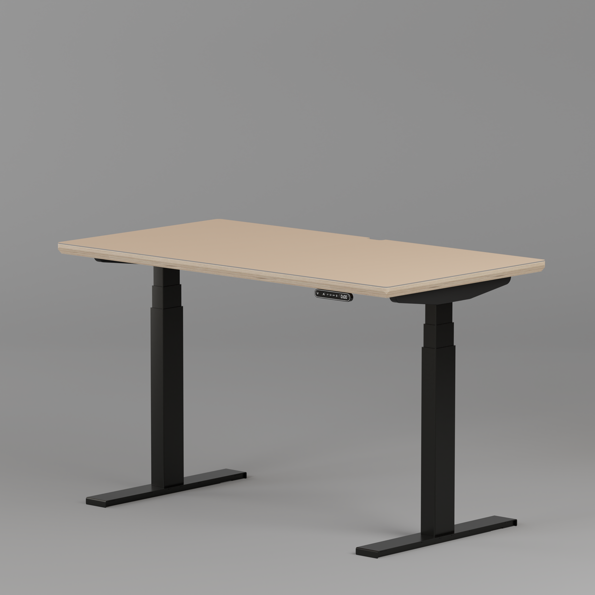 Model 301 Electric Standing Desk | Beige Fenix | 48 x 24 in | Black Legs
