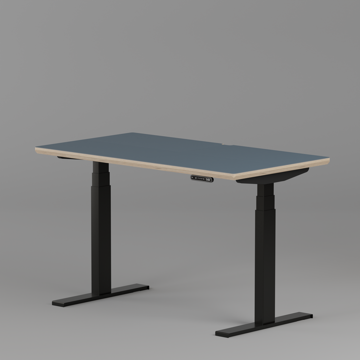 Model 301 Electric Standing Desk | Yale Blue Fenix | 48 x 24 in | Black Legs