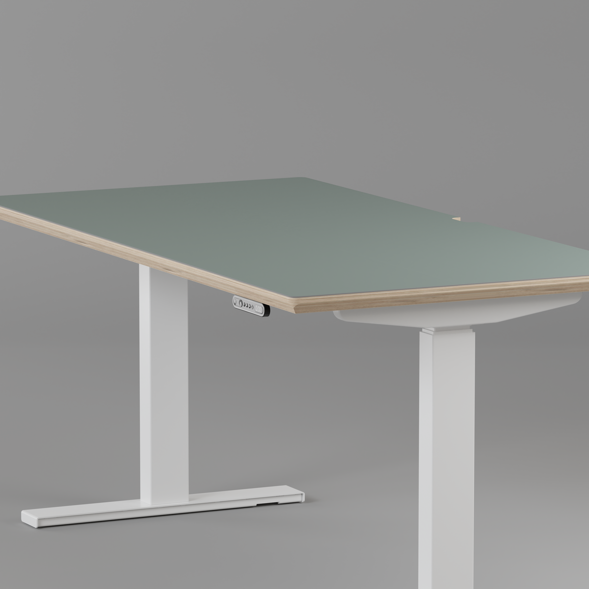 Model 301 Electric Standing Desk | Moss Green Fenix | 55 x 27 in | White Legs