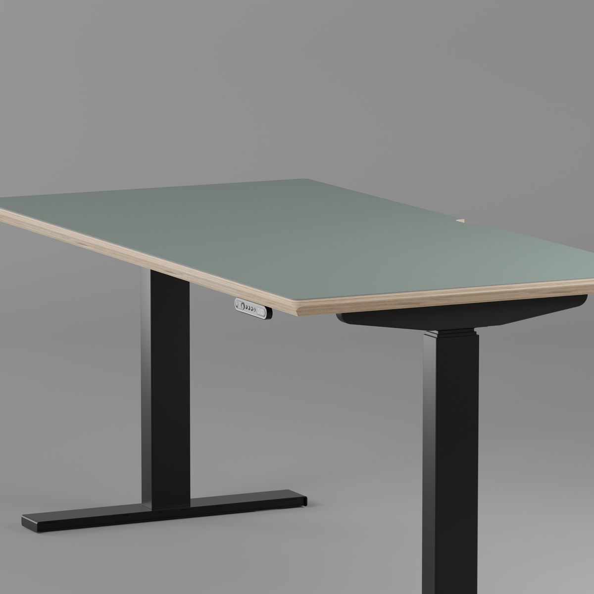 Model 301 Electric Standing Desk | Moss Green Fenix | 55 x 27 in | Black Legs