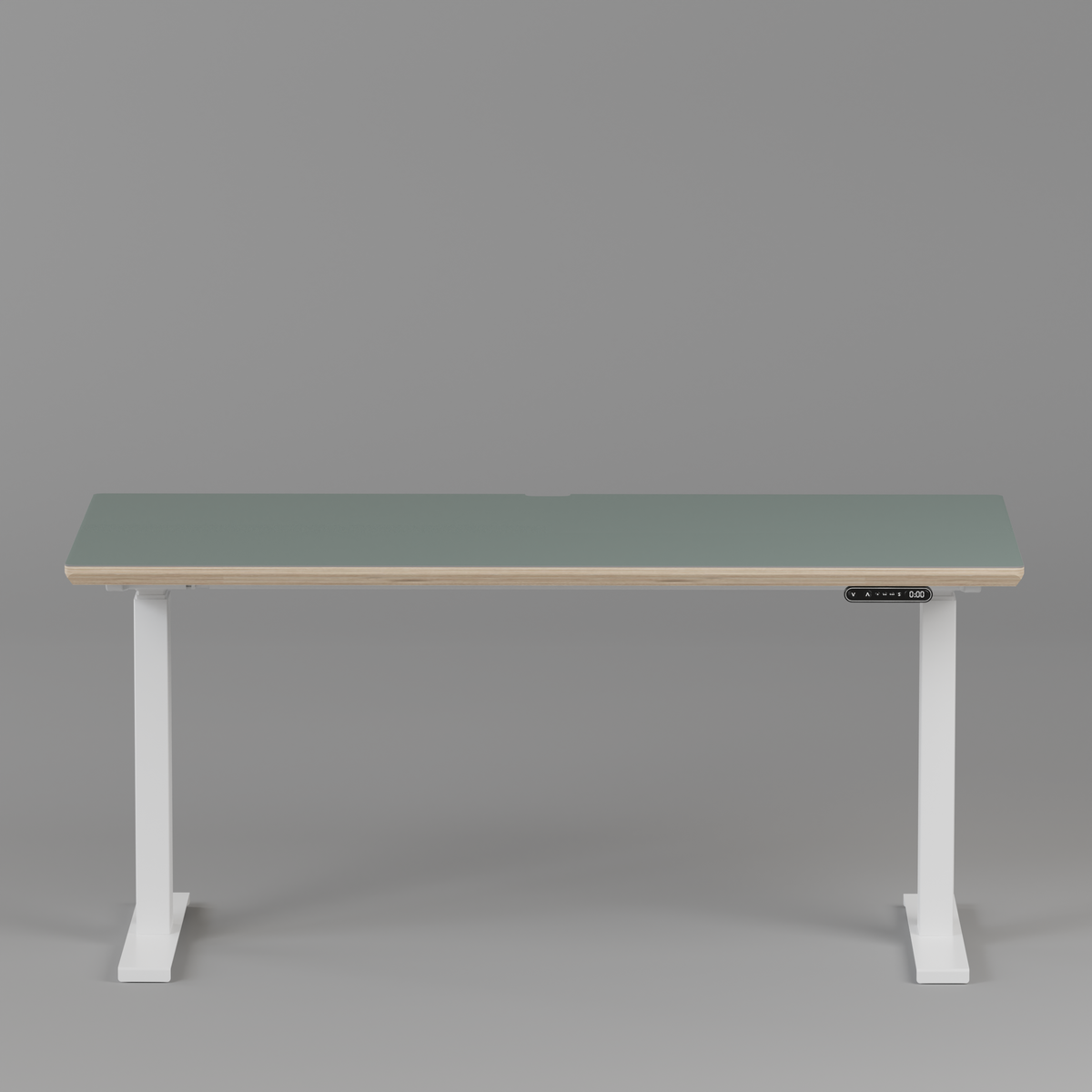 Model 301 Electric Standing Desk | Moss Green Fenix | 55 x 27 in | White Legs