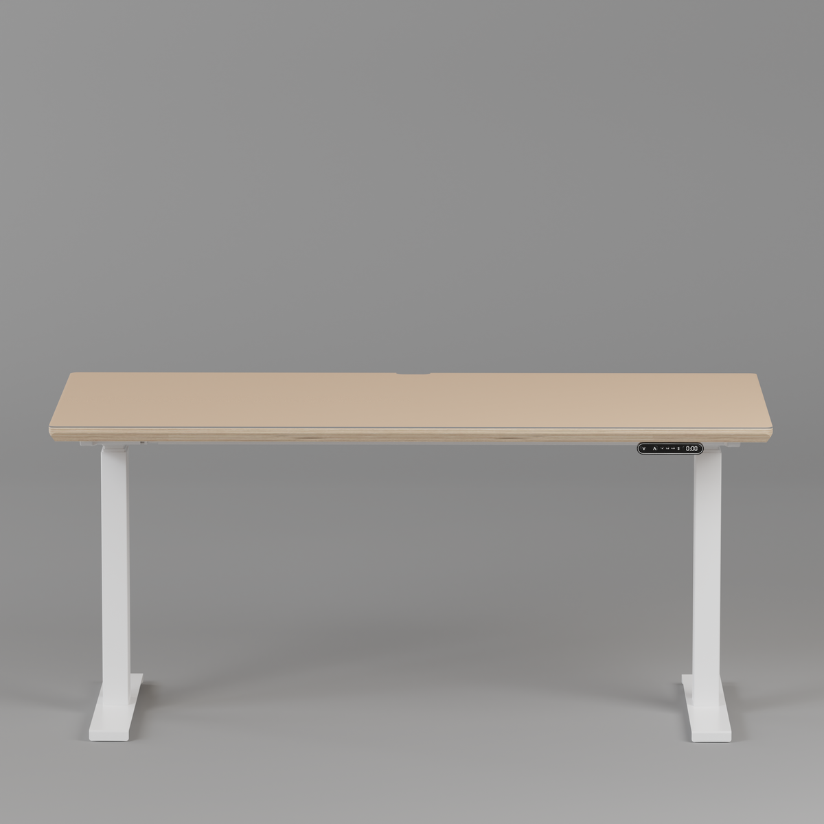Model 301 Electric Standing Desk | Beige Fenix | 55 x 27 in | White Legs