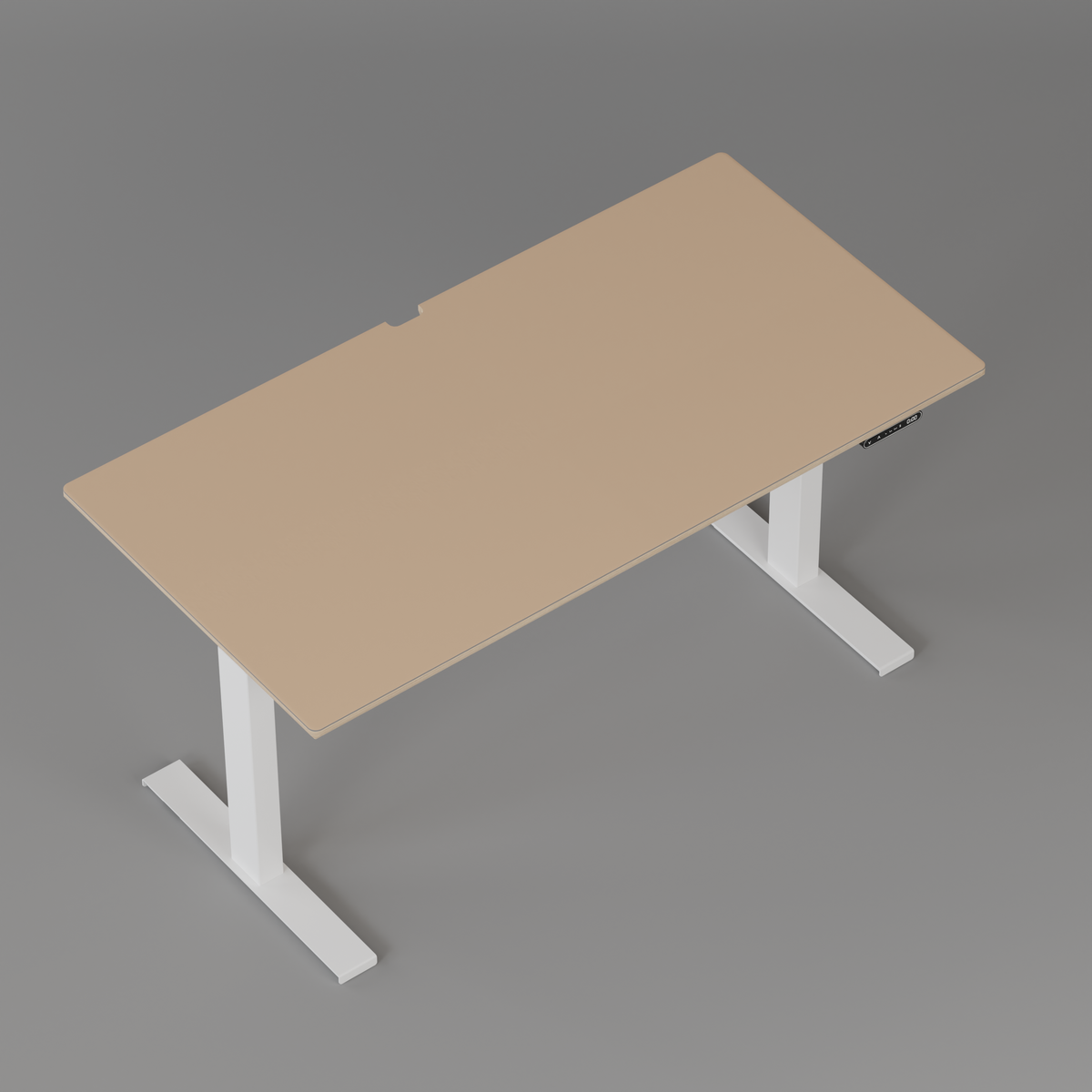 Model 301 Electric Standing Desk | Beige Fenix | 55 x 27 in | White Legs