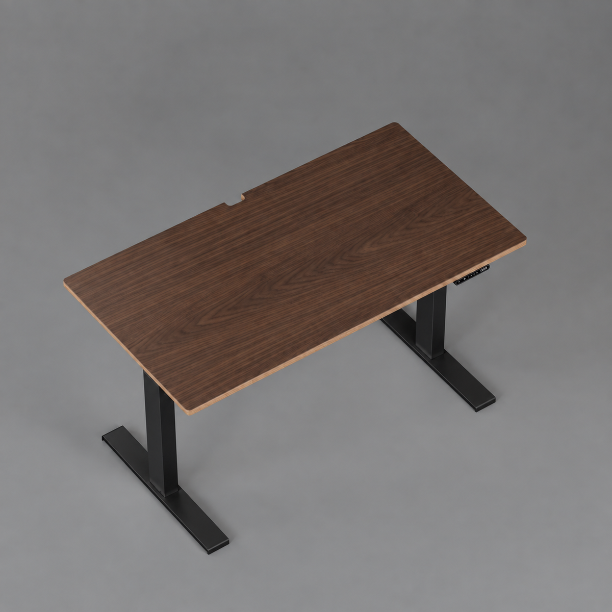 Model 301 Electric Standing Desk | Walnut Veneer | 55 x 27 in | Black Legs