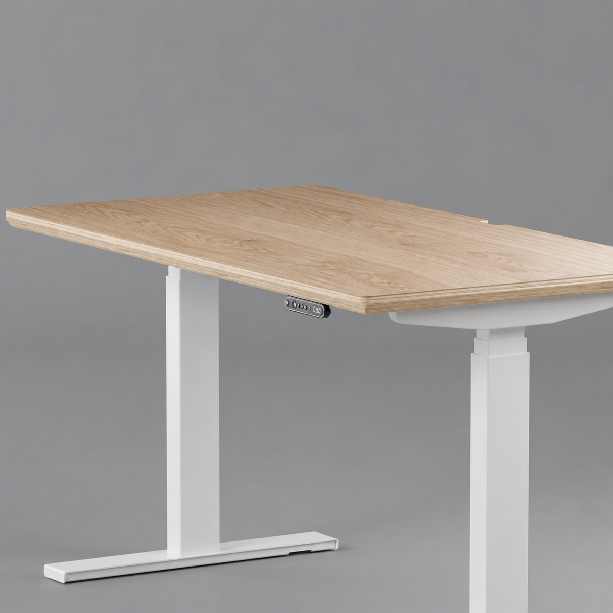 Model 301 Electric Standing Desk | Oak Veneer | 48 x 24 in | White Legs