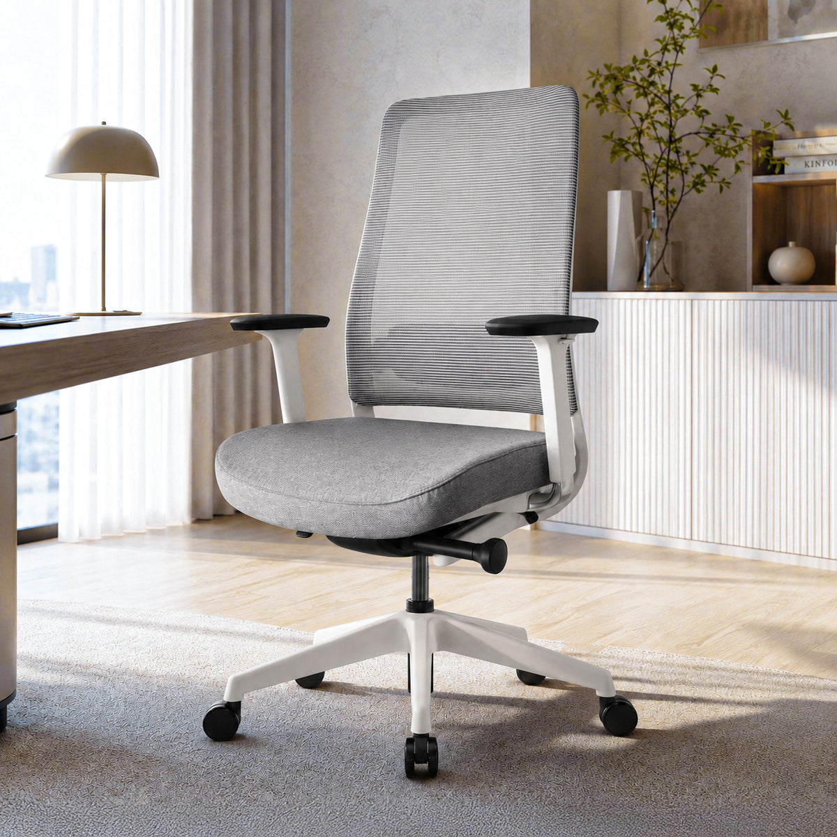 Model 54 Ergonomic Office Chair | White/Grey | Nylon Base
