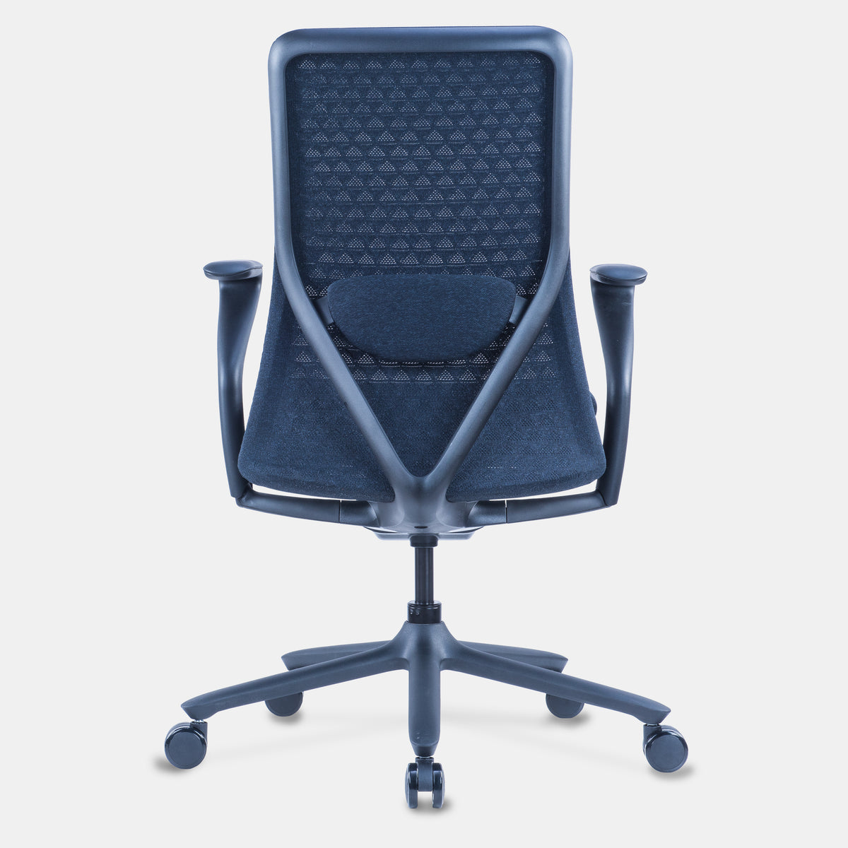 Model 92 Ocean ergonomic office chair in blue mesh with adjustable armrests and lumbar support