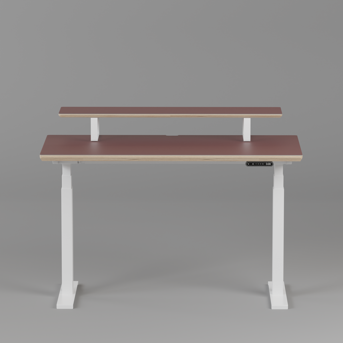 Model 301 Electric Standing Desk | Rosso Fenix | 55 x 27 in | White Legs