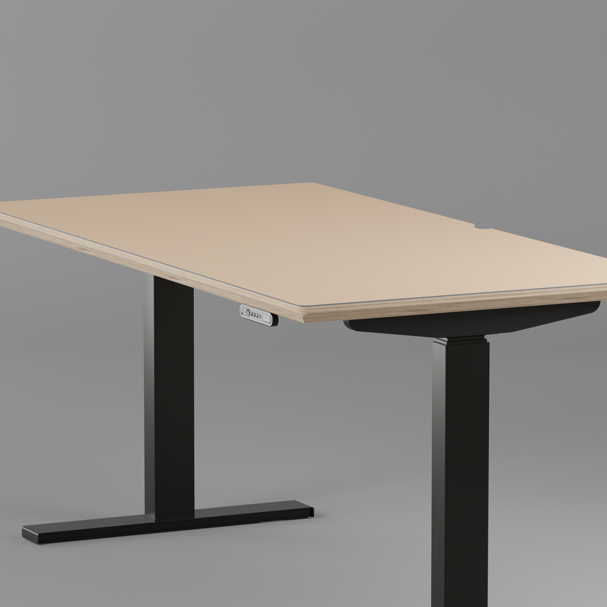 Model 301 Electric Standing Desk | Beige Fenix | 55 x 27 in | Black Legs