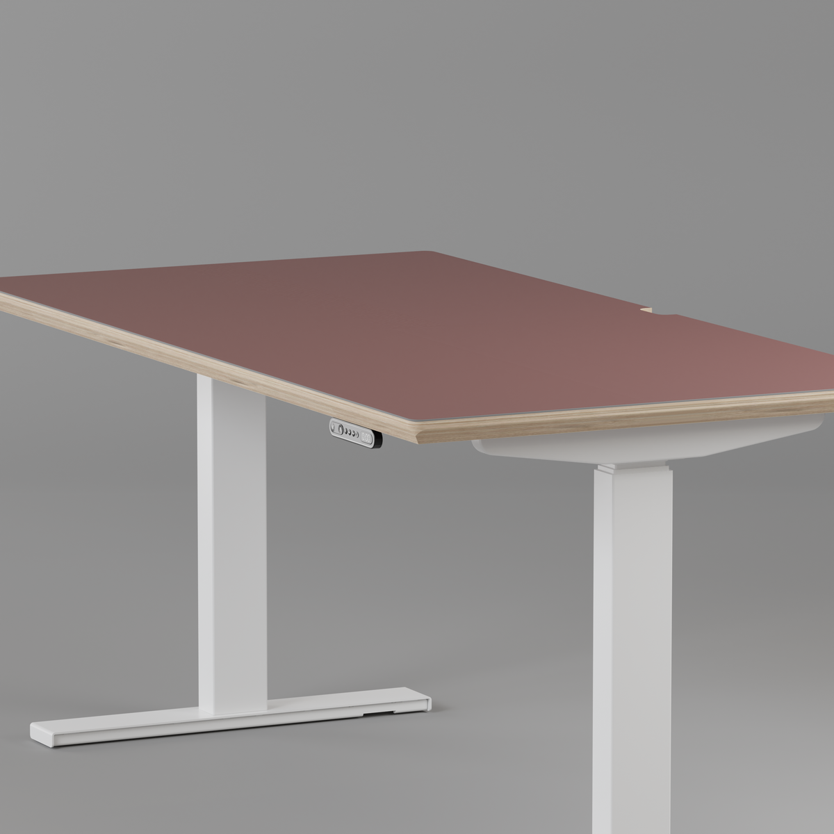 Model 301 Electric Standing Desk | Rosso Fenix | 55 x 27 in | White Legs