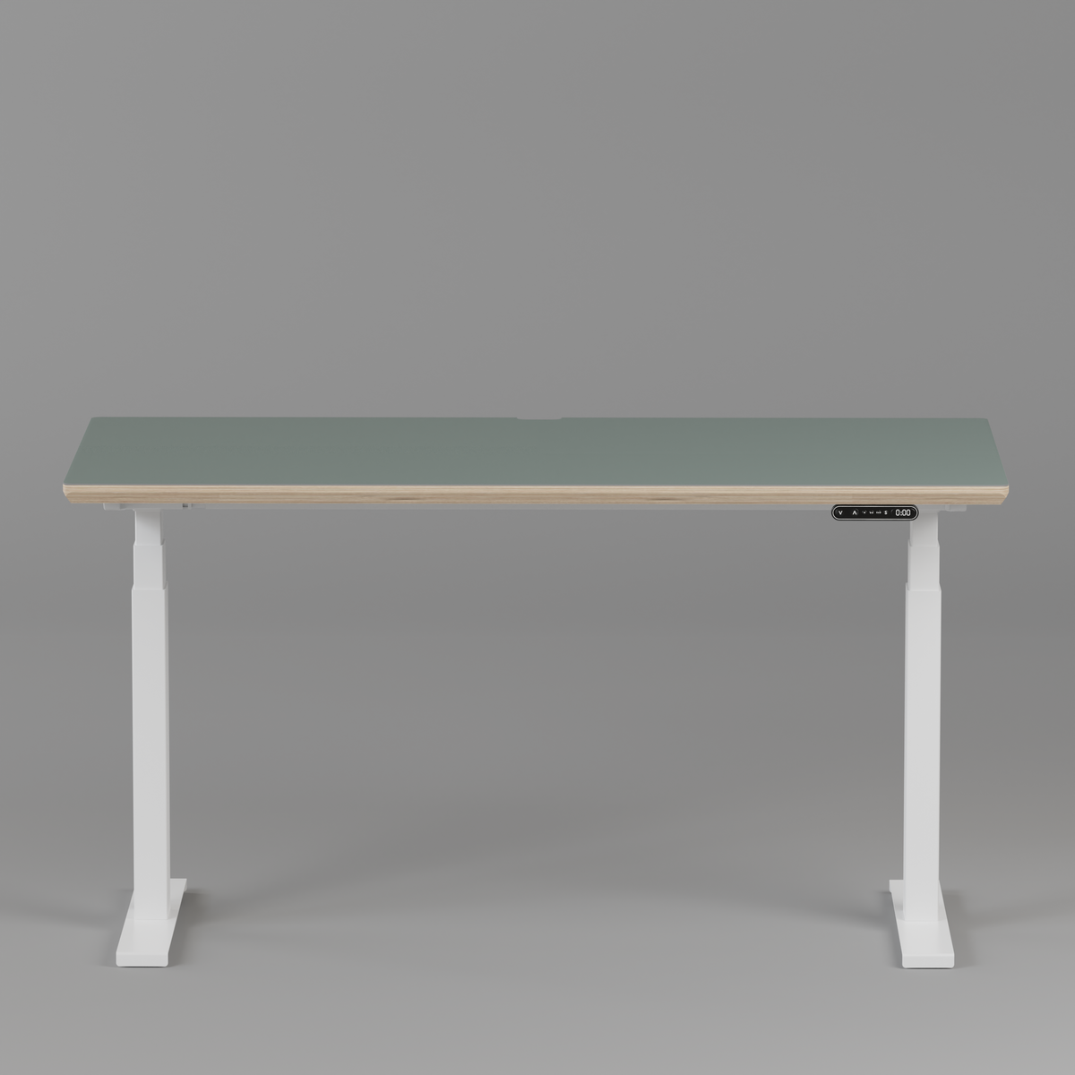 Model 301 Electric Standing Desk | Moss Green Fenix | 55 x 27 in | White Legs