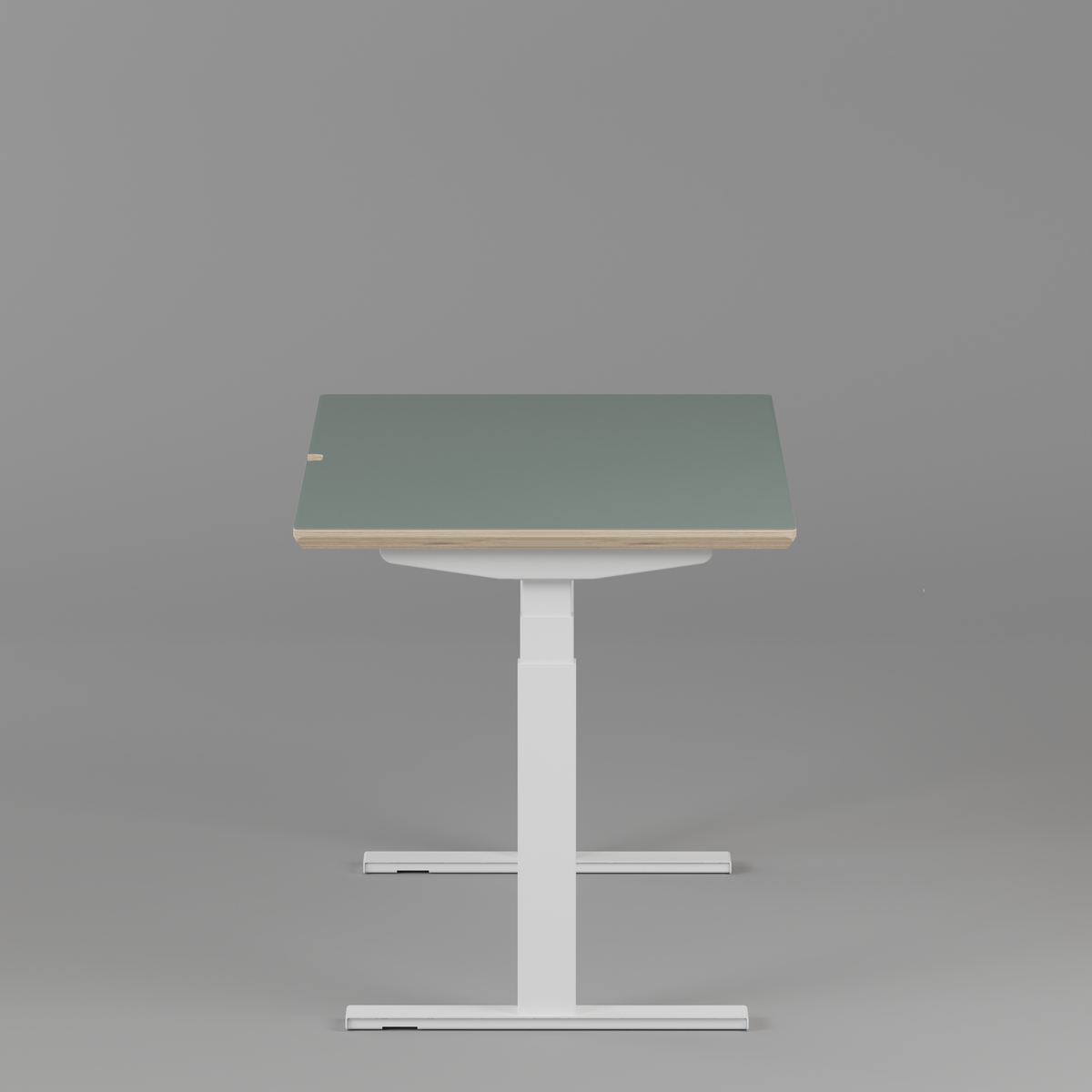 Model 301 Electric Standing Desk | Moss Green Fenix | 55 x 27 in | White Legs