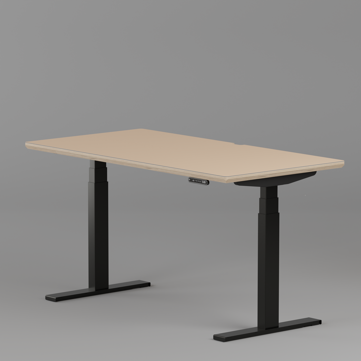 Model 301 Electric Standing Desk | Beige Fenix | 55 x 27 in | Black Legs