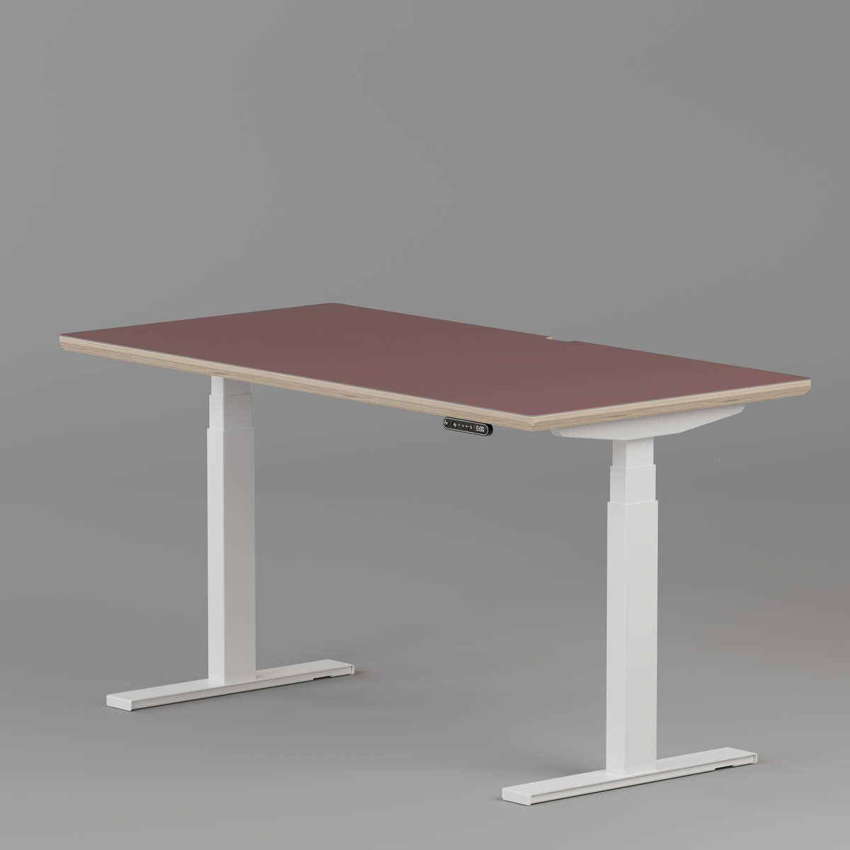 Model 301 Electric Standing Desk | Rosso Fenix | 55 x 27 in | White Legs