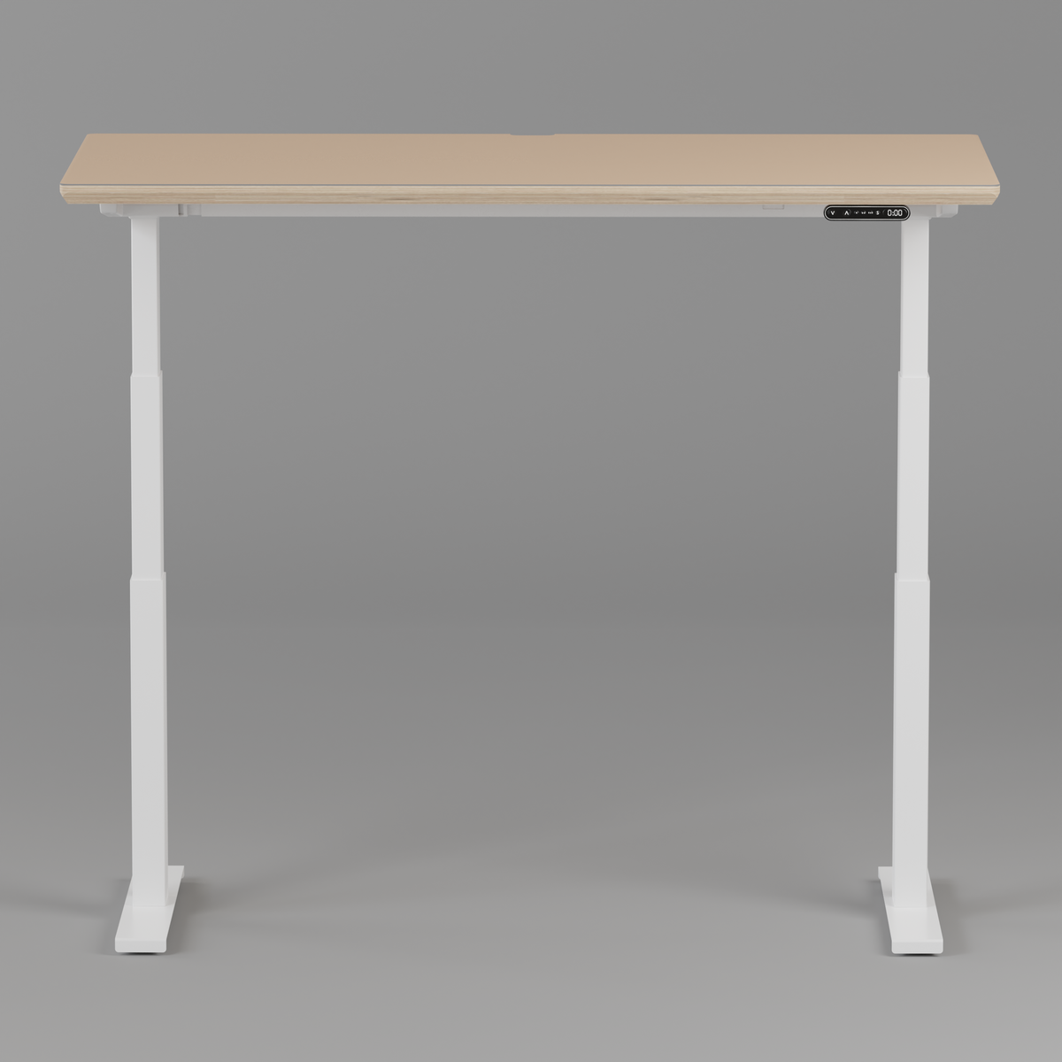 Model 301 Electric Standing Desk | Beige Fenix | 55 x 27 in | White Legs