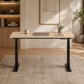 Model 301 Electric Standing Desk | Beige Fenix | 48 x 24 in | Black Legs