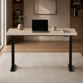 Model 301 Electric Standing Desk | Beige Fenix | 55 x 27 in | Black Legs