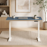 Model 301 Electric Standing Desk | Yale Blue Fenix | 48 x 24 in | White Legs