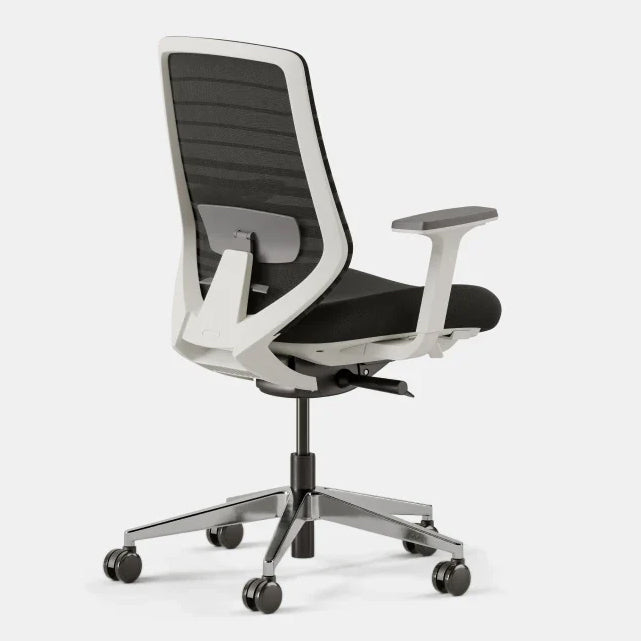 Pelicanwork BW3 ergonomic office chair with black mesh back and white frame