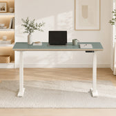 Model 301 Electric Standing Desk | Moss Green Fenix | 55 x 27 in | White Legs