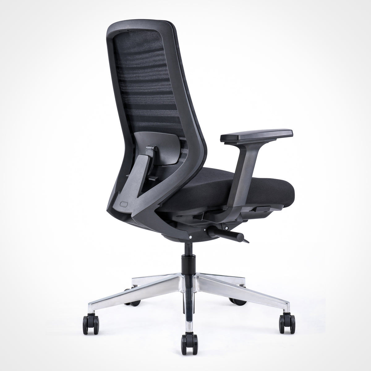 Black ergonomic office chair Model 11 with mesh back and adjustable armrests