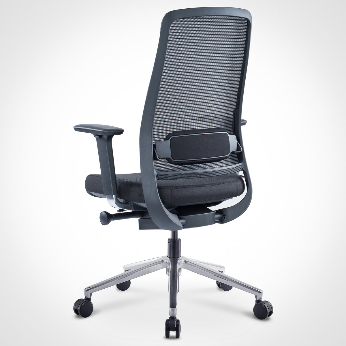 Pelicanwork Model 13 ergonomic office chair in black mesh with adjustable lumbar support