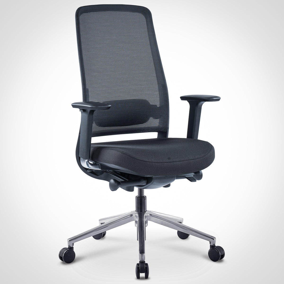 Pelicanwork Model 13 black ergonomic office chair with mesh back and adjustable armrests