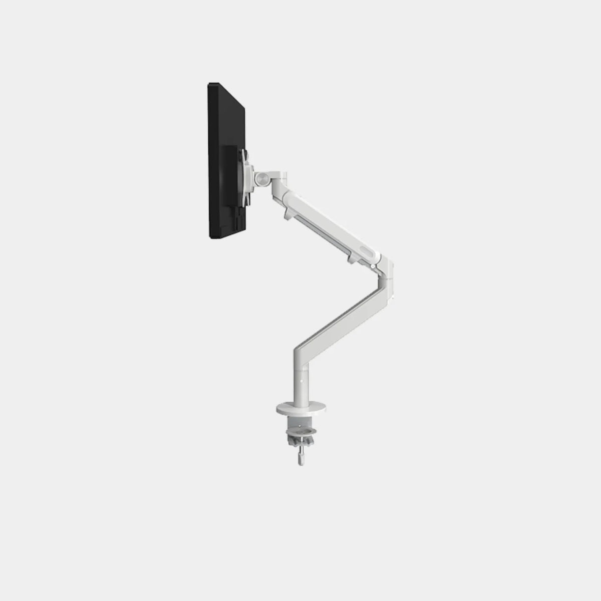 Pelicanwork white monitor arm adjustable desk mount with black monitor side view