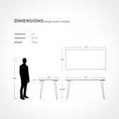 Takeshi Pro Dimension office desk dimensions, showing measurements and silhouette reference