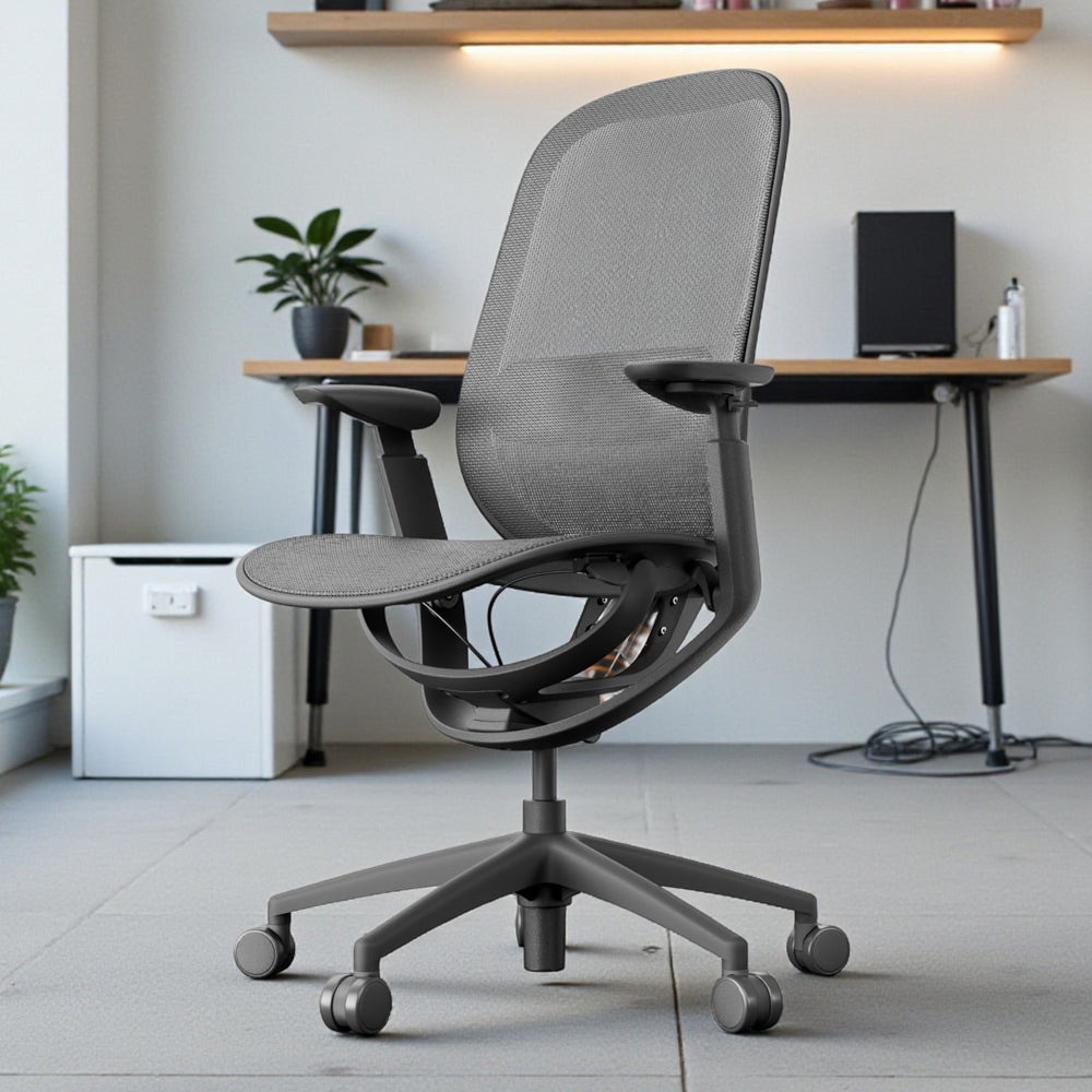 Pelicanwork ergonomic office chair with mesh back in modern office setting, Model 77