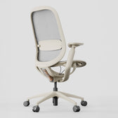 Wheat color ergonomic office chair with mesh back, adjustable armrests and lumbar support