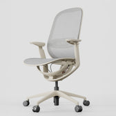 Ergonomic office chair in wheat color with mesh back and adjustable armrests